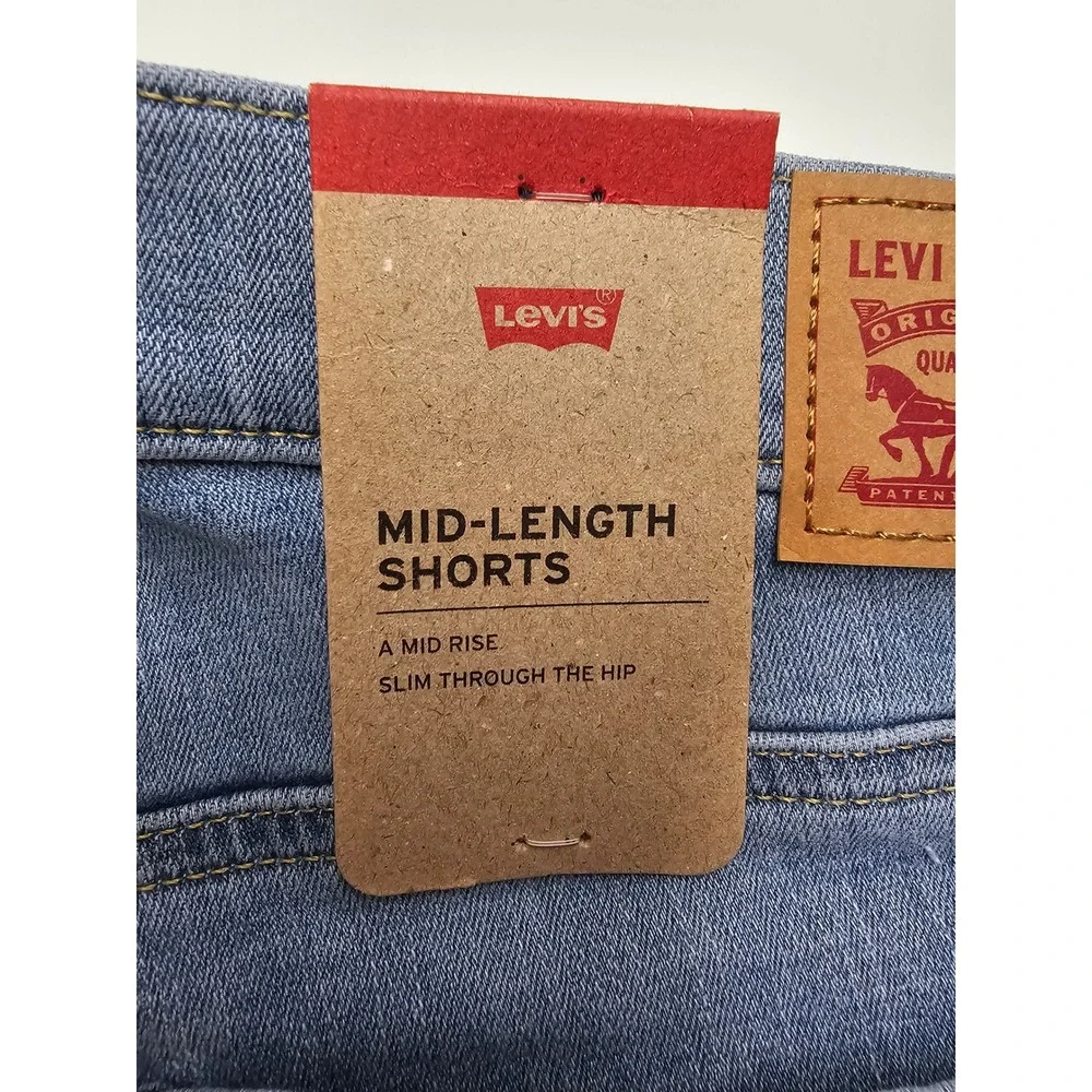 Levi's Womens Mid-Rise Mid-Length Shorts Blue Cotton Blend Casual Size 29